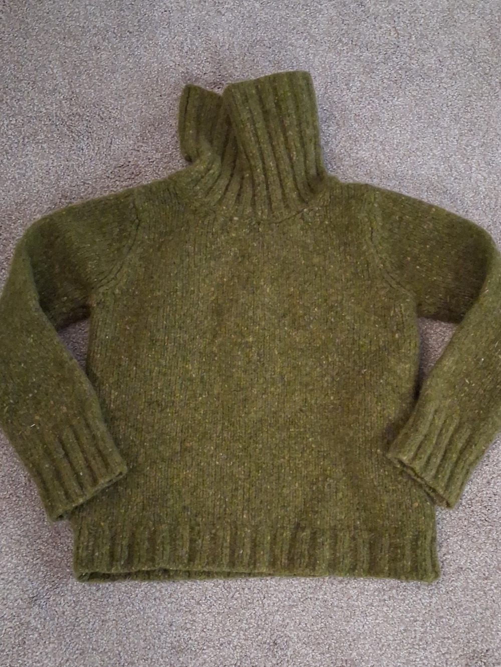 Fisherman Out Of Ireland 100% Merino Wool Green Turtleneck Sweater (S)XS